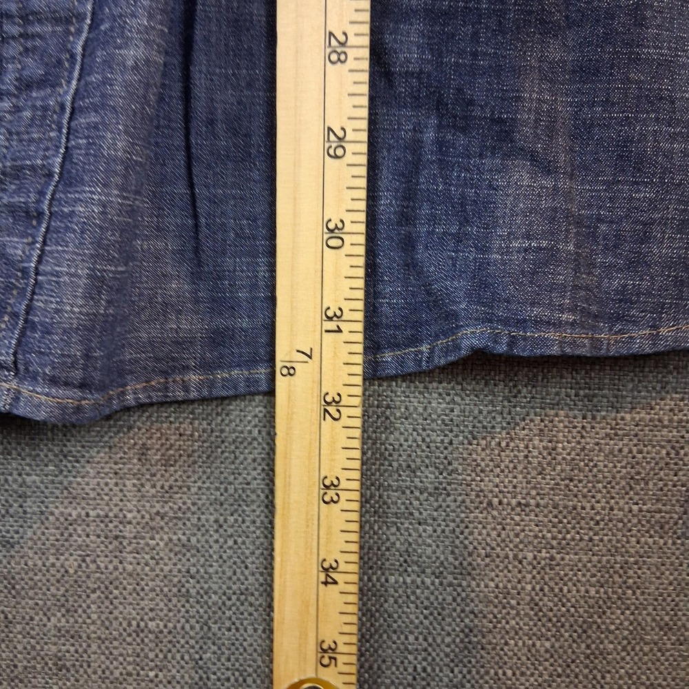 Wrangler Mens Blue Denim Western Snap Button Down Shirt 2XL Long‎ Sleeve 0810 - Picture 4 of 7